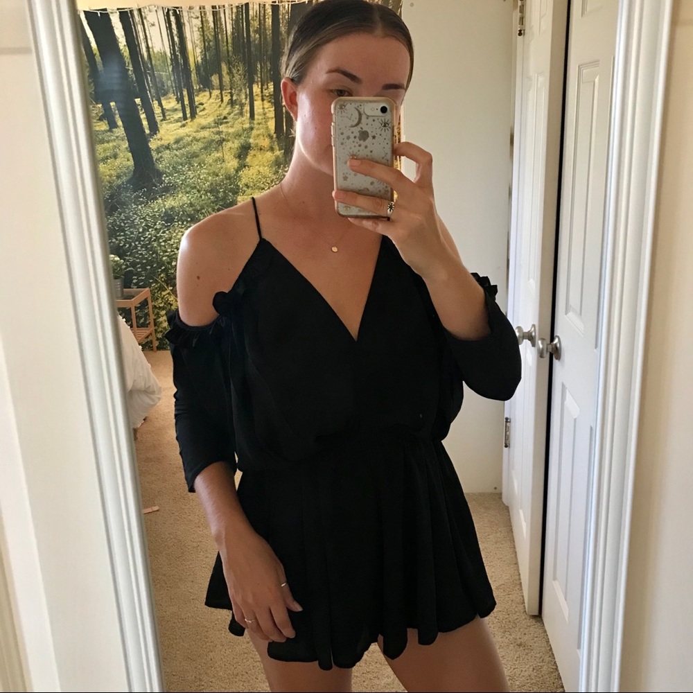 Xenia Australia Black Chiffon Romper